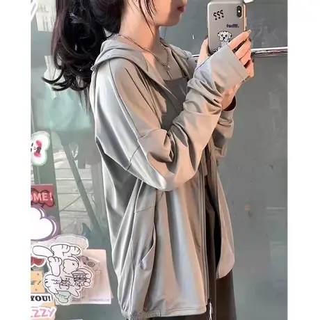 冰丝防晒衣服女薄款夏季2023新款防紫外线凉感连帽防晒服开衫外套商品大图