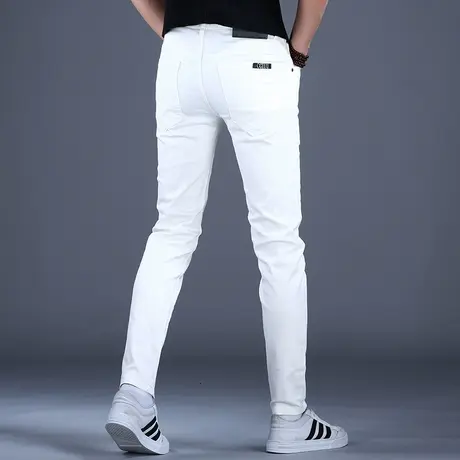 2023新款男士白色牛仔裤男百搭修身韩版小脚潮牌春秋男款裤子男潮商品大图