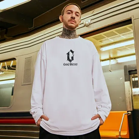 重磅大码纯棉长袖t恤男款春秋夏季潮牌男装胖子百内搭打底衫上衣商品大图