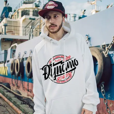 秋冬加绒欧美潮牌帽衫外套加肥加大码男chic宽松情侣套头连帽卫衣图片