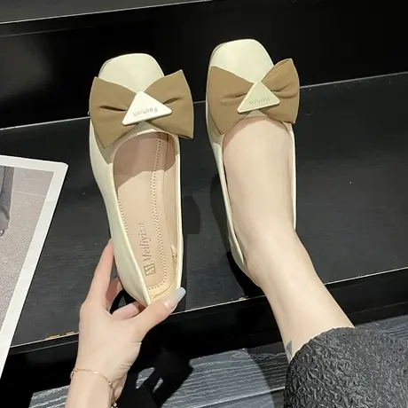 仙女风蝴蝶结豆豆鞋女2023春夏季新款单鞋复古百搭配裙子低跟瓢鞋商品大图