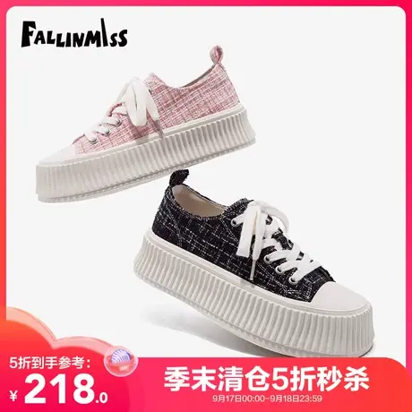 【非谜季末清仓】饼干鞋春季低帮帆布鞋爆款休闲鞋厚底增高板鞋女图片