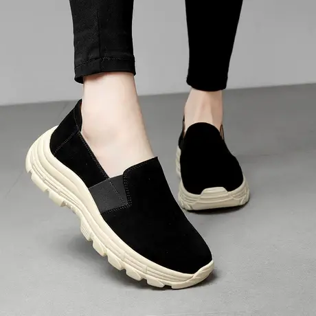 厚底单鞋女2023新款春季女鞋一脚蹬休闲软底老北京布鞋百搭懒人鞋商品大图