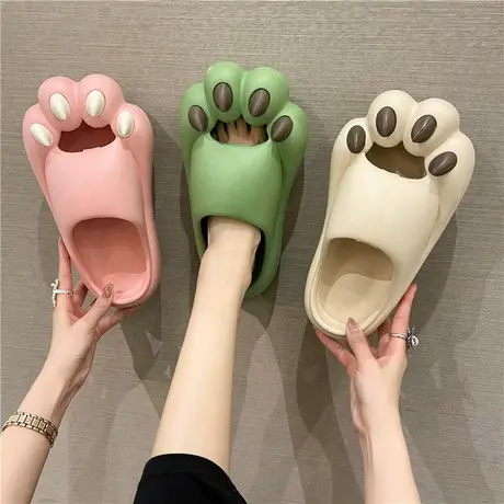 卡通猫爪凉拖鞋女夏季可爱少女心包头居家室内可外穿情侣厚底拖鞋商品大图