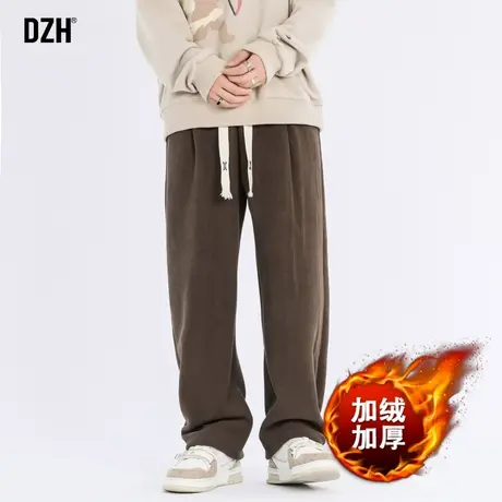 男士加绒卫裤男冬季运动裤男款加厚裤子男裤2024新款直筒休闲长裤商品大图