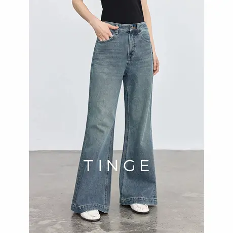 TINGE贴己美式复古阔腿喇叭裤春款2025年新款女牛仔裤纯棉裤子商品大图