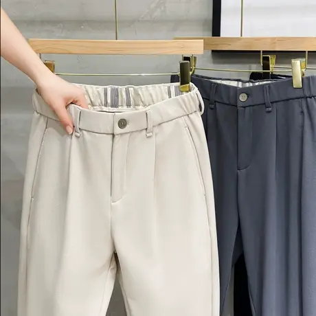 轻奢高级感休闲裤男直筒九分长裤子韩版潮流男士西裤春秋新款修身商品大图