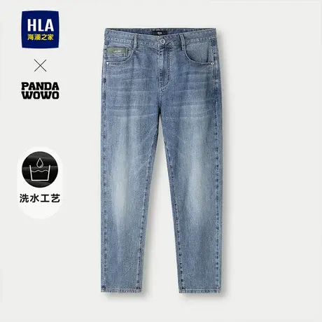 HLA/海澜之家panda wowo牛仔裤24春季新款熊猫宽松锥形刺绣裤子男图片