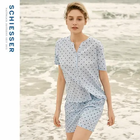 SCHIESSER舒雅25年春夏新品女士棉质软糯亲肤透气印花家居服套装图片