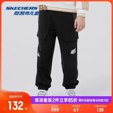 Skechers斯凯奇童装儿童针织百搭运动工装裤男童裤子大童夏季长裤商品大图