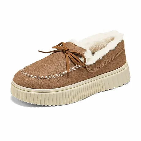 Skechers斯凯奇女夏加绒保暖乐福鞋厚底耐磨豆豆鞋蝴蝶结浅口单鞋图片