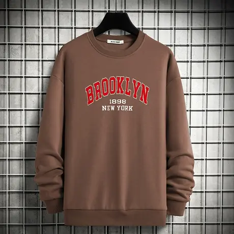 卫衣男生春秋款套头无帽上衣服秋冬加绒加厚宽松潮流百搭圆领长袖商品大图