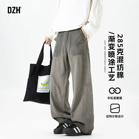 青少年灰色潮牌休闲裤子男款秋季宽松直筒长裤工装裤2025新款男裤商品大图