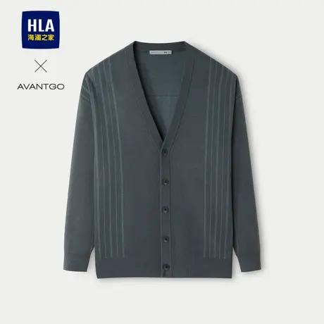 HLA/海澜之家轻商务经典系列针织衫24秋季新款线条提花开衫外套男图片