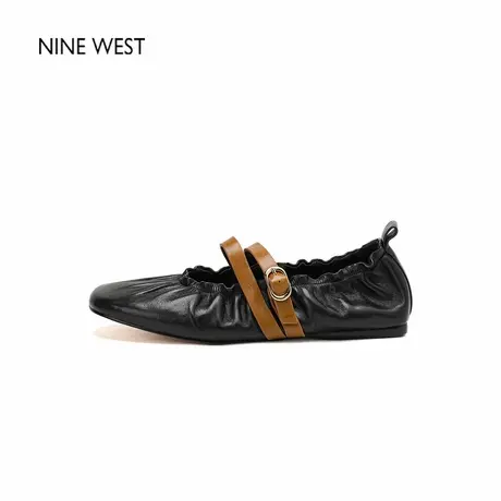 Nine West/玖熙2025法式舒服平底奶奶鞋女圆头软皮复古玛丽珍单鞋商品大图