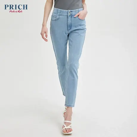 PRICH牛仔裤新款时尚高腰显瘦修身设计感小众气质长裤裤子女图片