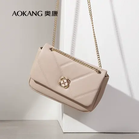 【门店发货】奥康女包简约菱格斜挎包小香风淑女纯色单肩包官方商品大图