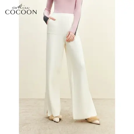 MISSCOCOON静奢风2023冬装新款女装羊毛纱线 宽松版休闲裤商品大图