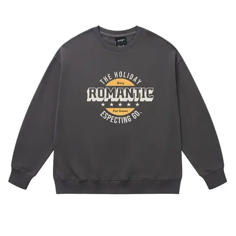 潮牌街头美式复古字母学院风圆领卫衣vintage休闲加绒宽松上衣男商品大图