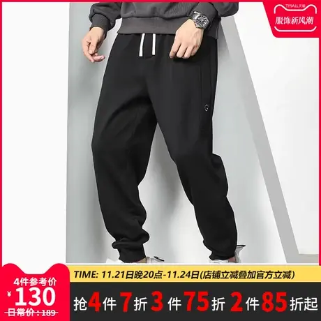 GxxH潮牌大码男装宽松型男士冬季加绒胖子美式休闲百搭运动长裤商品大图