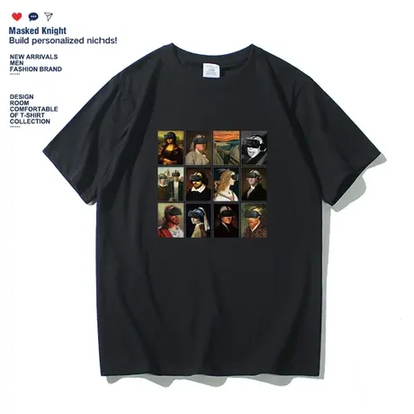 2023夏季潮牌趣味恶搞世界名画短袖t恤男纯棉学生宽松情侣半袖潮商品大图