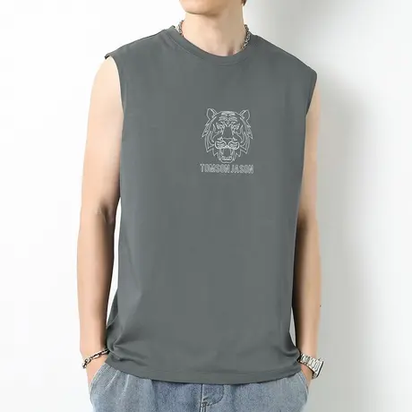 美式重磅纯棉背心男夏季跨栏运动篮球坎肩健身液氨长绒棉无袖t恤图片