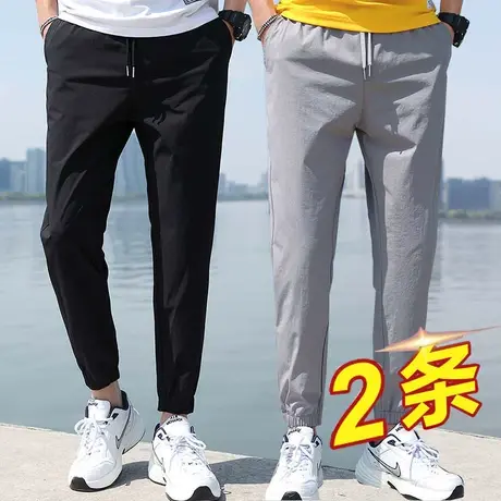 冰丝裤子男薄款休闲裤九分潮男士运动束脚空调男款裤宽松长裤夏季商品大图