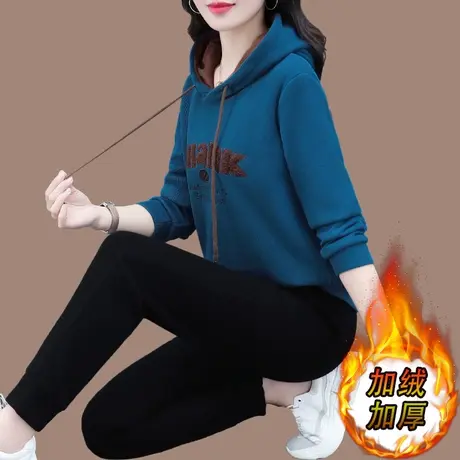 恋上17号连帽卫衣运动服套装女秋冬2022年新款休闲中年妈妈加绒加图片