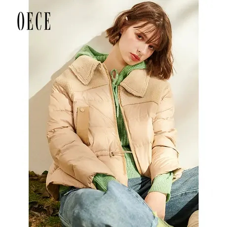 Oece冬新款女复古修身羽绒服短款收腰小个子气质外套商品大图