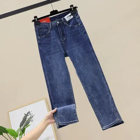 直筒牛仔裤女春夏季2023年新款修身显瘦弹力百搭学生九分烟管裤秋图片
