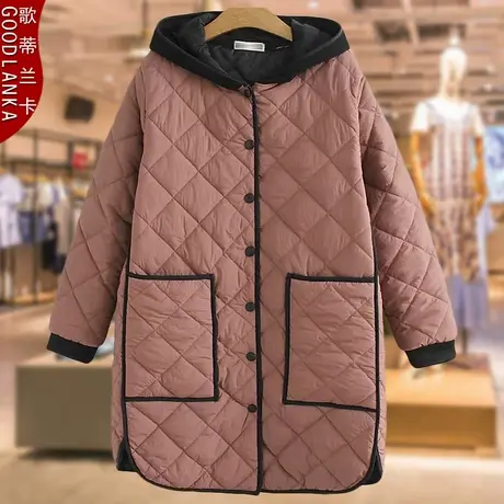 大码女装中年胖妈妈冬装棉服宽松中长款洋气加厚连帽棉衣棉袄外套商品大图