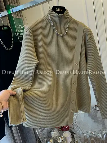 超好看慵懒风半高领毛衣针织衫百搭上衣打底衫内搭女2023冬装新款图片