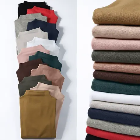 半高领纯色打底衫女长袖修身韩版简约纯色T恤秋冬季内搭纯棉上衣商品大图