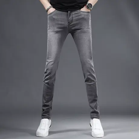高端天丝牛仔裤男款夏季薄款修身小脚裤2023新款弹力休闲男士裤子商品大图
