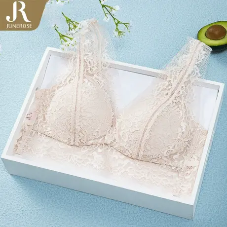 六月玫瑰美背夏季薄款无钢圈内衣女显胸小蕾丝收副乳调整型文胸罩商品大图