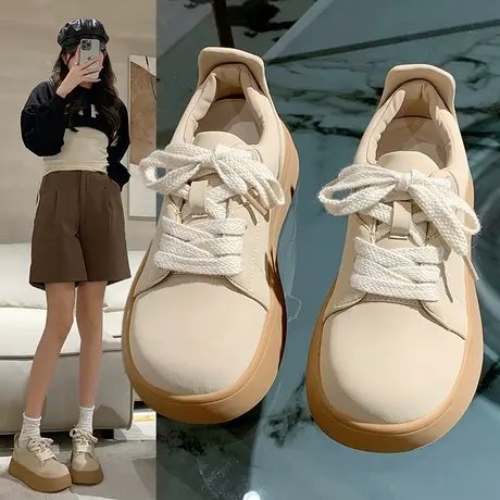 丑萌大头运动鞋2023年秋季新款潮流复古百搭小个子厚底舒适板鞋女商品大图