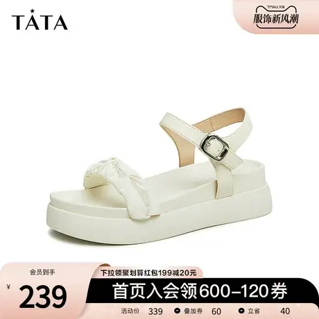 Tata他她厚底运动凉鞋女松糕沙滩凉鞋女外穿2023夏季新款YCK01BL3图片