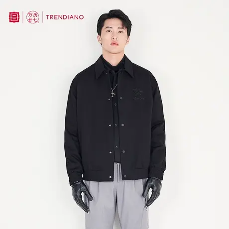 TRENDIANO官方男装潮牌高端重工翻领长袖夹克外套男秋冬季高级感图片