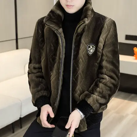 金貂绒皮草外套男士冬季轻奢休闲加厚防寒夹克高档皮毛一体大衣潮商品大图