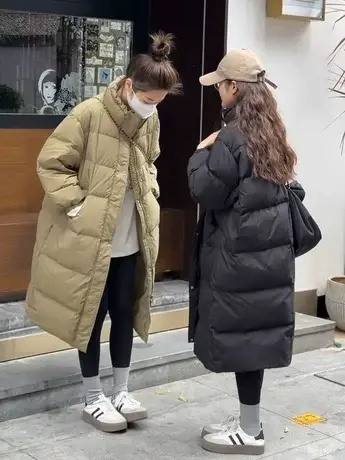 经典款时尚气质长款羽绒服2023秋冬款韩版休闲显瘦面包服上衣外套商品大图