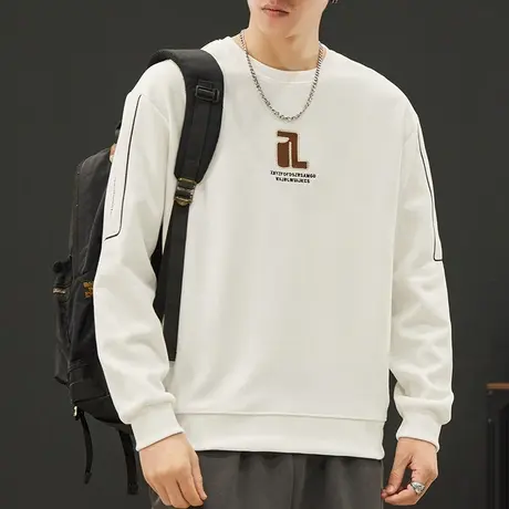 春秋款潮牌重磅中性风打底衫秋冬季男士厚款圆领卫衣男装长袖上衣商品大图