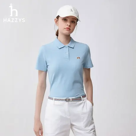 Hazzys哈吉斯2024春夏新品简约修身Polo衫体恤休闲短袖t恤上衣女商品大图