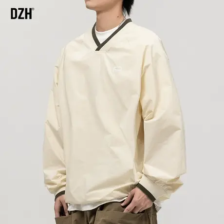 男士冲锋衣男V领套头外套男款2024年春季新款宽松速干上衣运动服商品大图