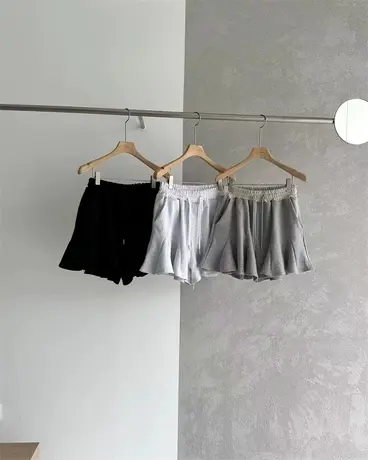 韩国东大门2024春季松紧腰系绳百搭ins超火的短裤高腰辣妹热裤子图片