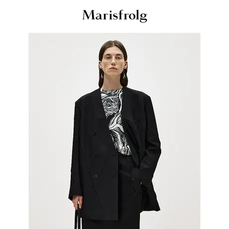 【商场同款】玛丝菲尔早春压褶西装外套女2024新款通勤小西服上衣图片