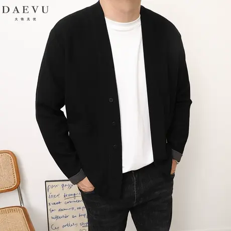 大依无忧秋新款文艺潮胖子大号加肥加大码男士短款开衫毛衣针织衫商品大图