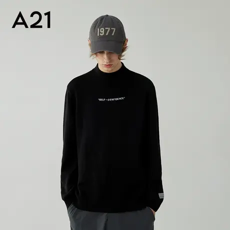 A21男装秋季长袖情侣毛衫半高领毛衣男秋冬男士针织衫潮牌衣服男商品大图
