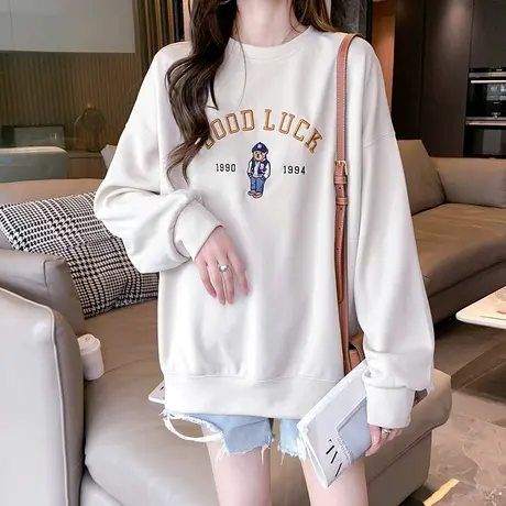 秋季2023新款女士卫衣女圆领打底衫早秋装长袖宽松外穿上衣ins潮商品大图