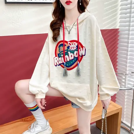 设计感小众连帽卫衣女春秋季韩版宽松早秋薄款中国风华夫格外套潮商品大图