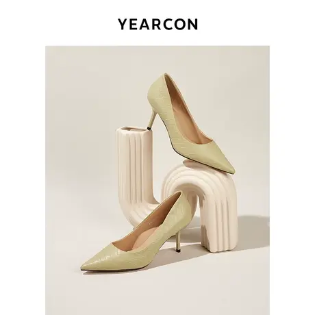 意尔康女鞋2023新款春季尖头细跟法性感式高跟鞋真皮时尚百搭单鞋商品大图